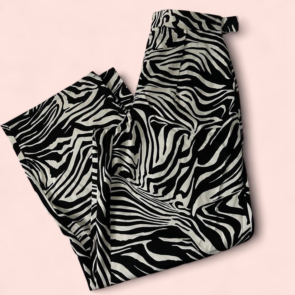 Corey Lynn Calter Black and White Zebra Pattern Pants Anthropologie